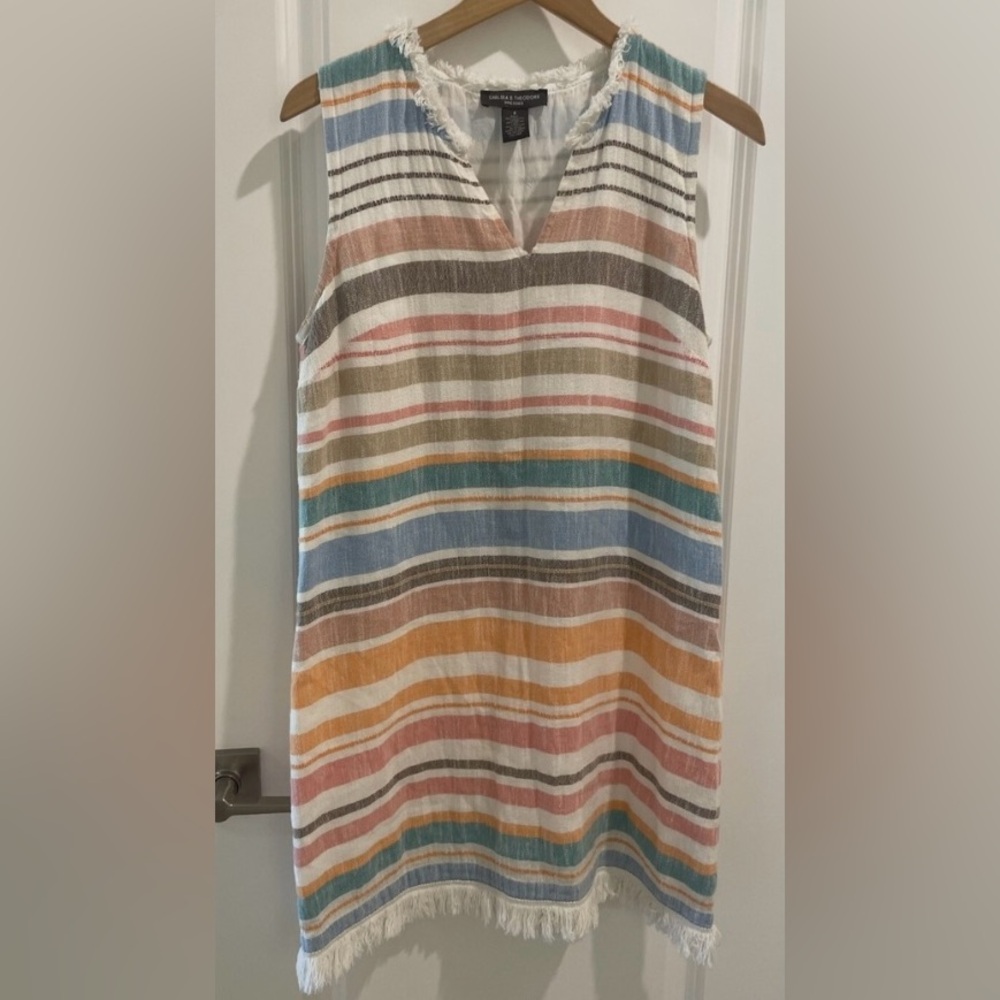 3 for 30$ Chelsea & Theodore Multicolor Linen Striped Tank Sheath Dress